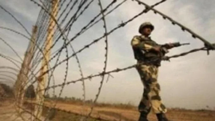 Border Security Force officials capturing Pakistani intruder