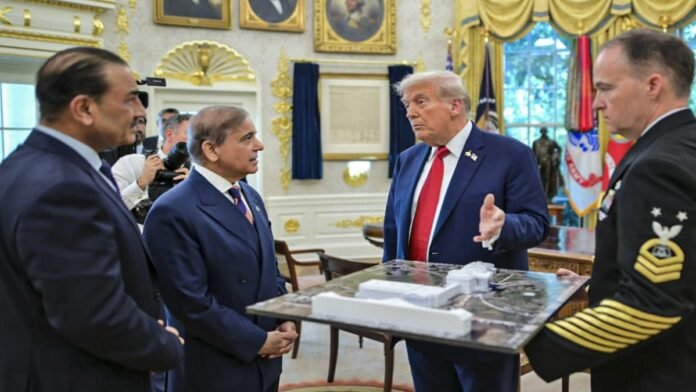 Donald Trump with world leaders discussing Gaza conflict